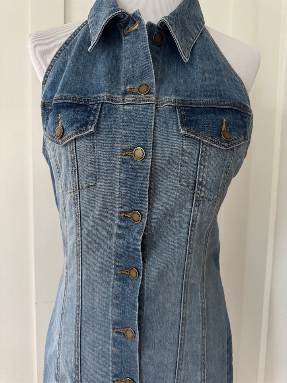 Tuckernuck Ramy Brook Susanna Denim Halter Minidress Size 29 - Picture 8 of 11